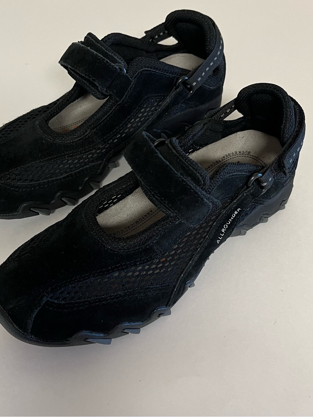 Allrounder Black Suede & Laser Cut Mary Jane Active Shoes size 6